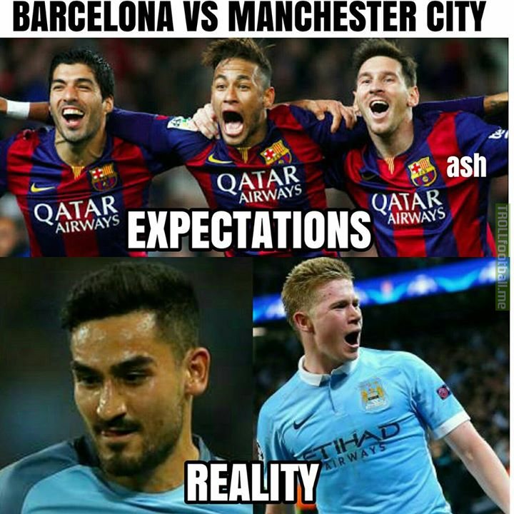 FT : Manchester City 3-1 Barcelona