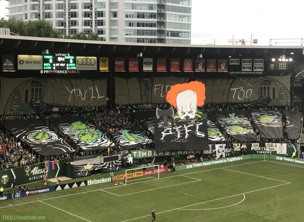 portland timbers tifo for tonight s game vs seattle sounders troll football