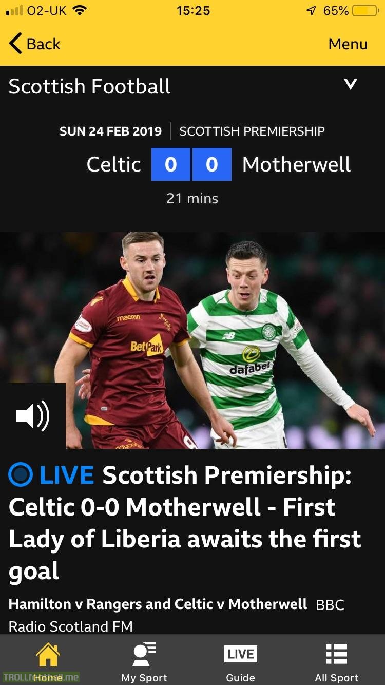 A Great Headline On Bbc Sport S Live Text Coverage Of Celtic V