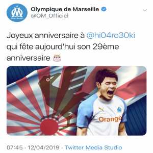 Marseille Tried To Celebrate The 29th Birthday Of Full Back Hiroki Sakai On Social Media This Morning By Using The Japanese Imperial Flag As A Backdrop Notably Utilised In World War Ii Offending