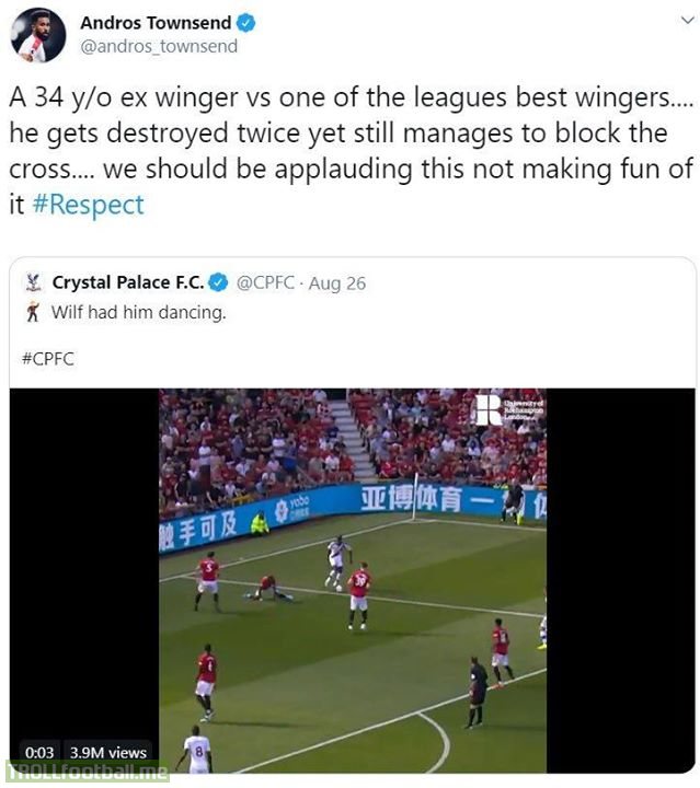 Andros Townsend calls out his own team on Twitter for making fun of Ashley Young... Respect 😮