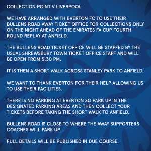 Everton FC step in to provide ticketing facilities for Shrewsbury vs Liverpool FA Cup replay - Shrewsbury Town FC on Twitter