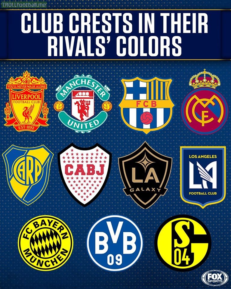 Club Crests in their rival's colors