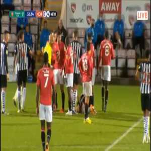 Toumani Diagouraga (Morecambe) straight red card against Newcastle 33'