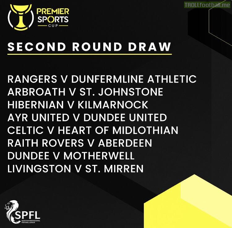 Scottish League Cup second round draw.