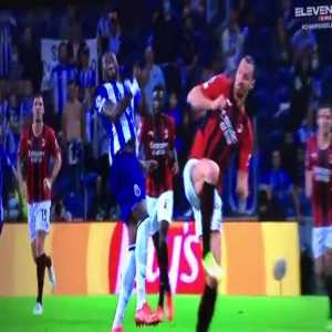 Zlatan Ibrahimovic foul vs Chancel Mbemba