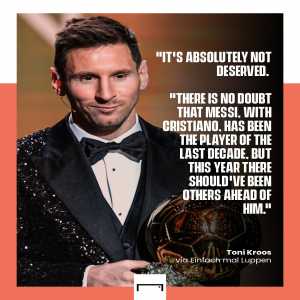 [GOAL] - Lionel Messi winning Ballon d'Or was "absolutely not deserved", says Toni Kroos 😳