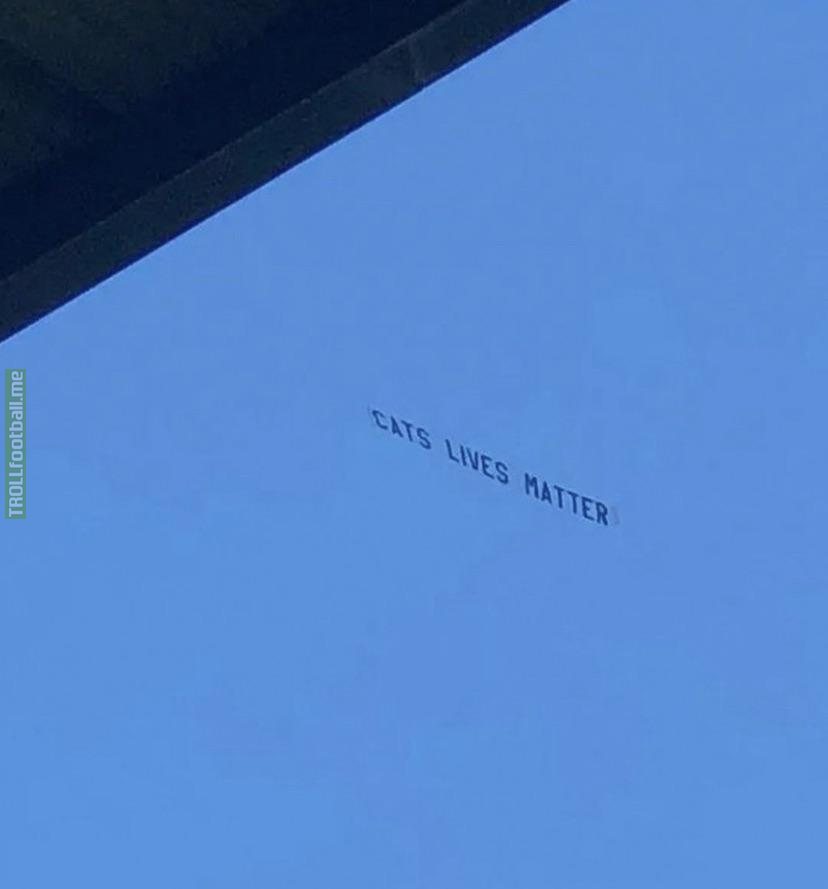 A 'Cats' lives matter' banner was seen flying over Anfield before the game against West Ham