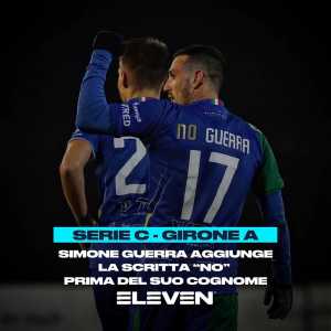 [Eleven Sports Italia] No Guerra - No War: Forward Simone Guerra (Simon War in English) of Serie C side Feralpisalò slightly modified the nameset on the back of his shirt for the game against US Triestina where he scored a brace in his side's 3-0 win.