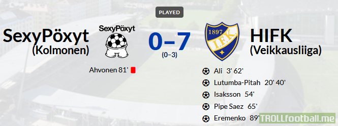 HIFK advances in Finnish Cup after 0-7 win against finnish 4th tier club SexyPöxyt (SexyPants)