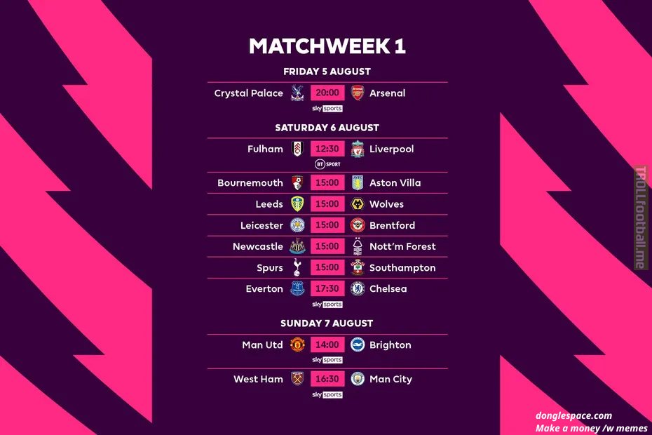 [EPL] 2022/23 fixtures released