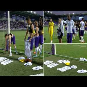 Chilling images as Újpest fans demand the players leave their shirts on the pitch as a sign of shame following a 0-6 defeat in the derby against Ferencváros