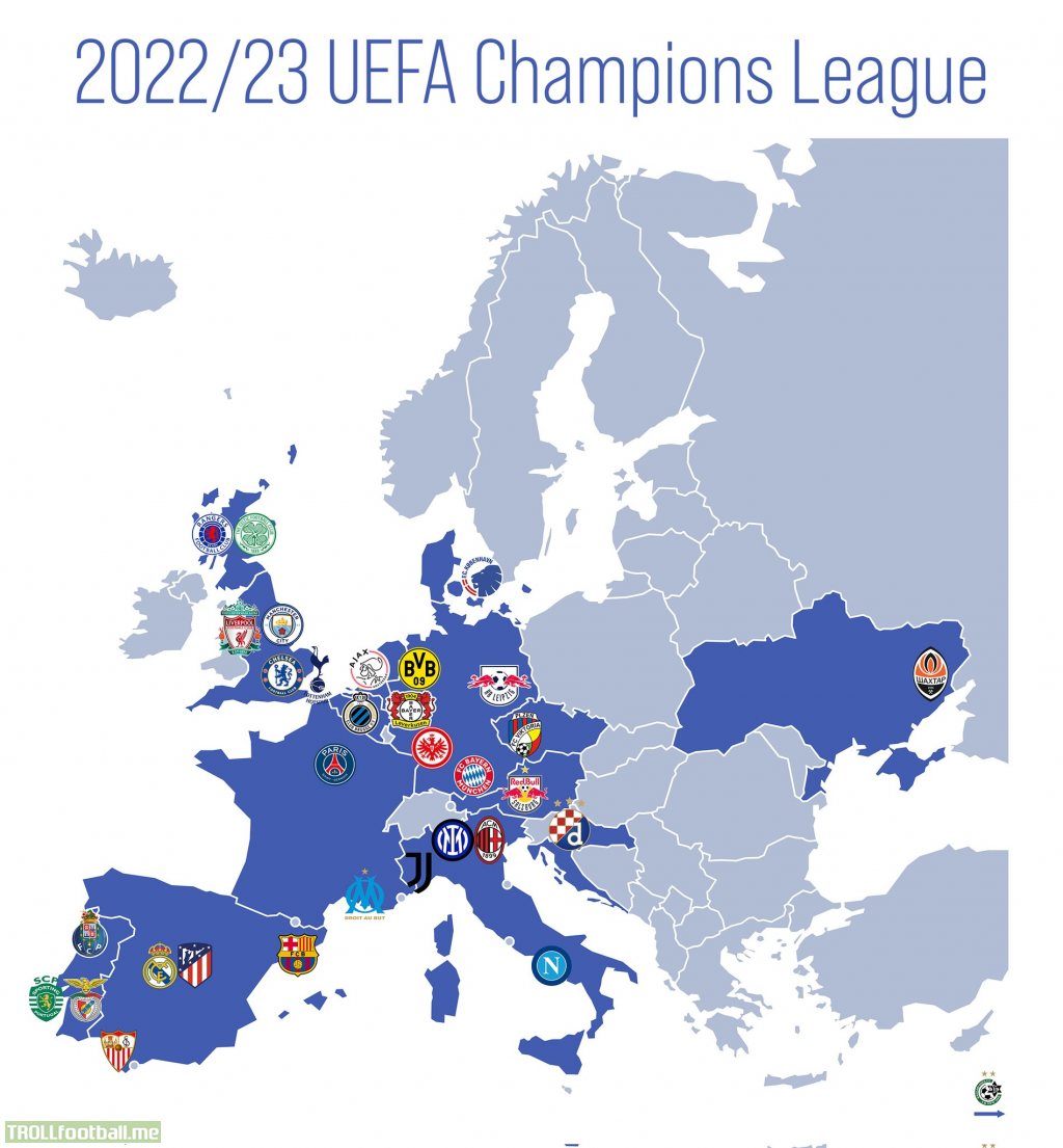 The geography of UCL 2022/2023 clubs