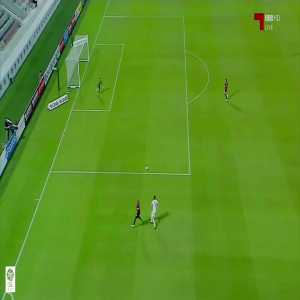 Aymen Hussein (Al Markhiya) misses the empty net against Al Rayyan in the Qatar league