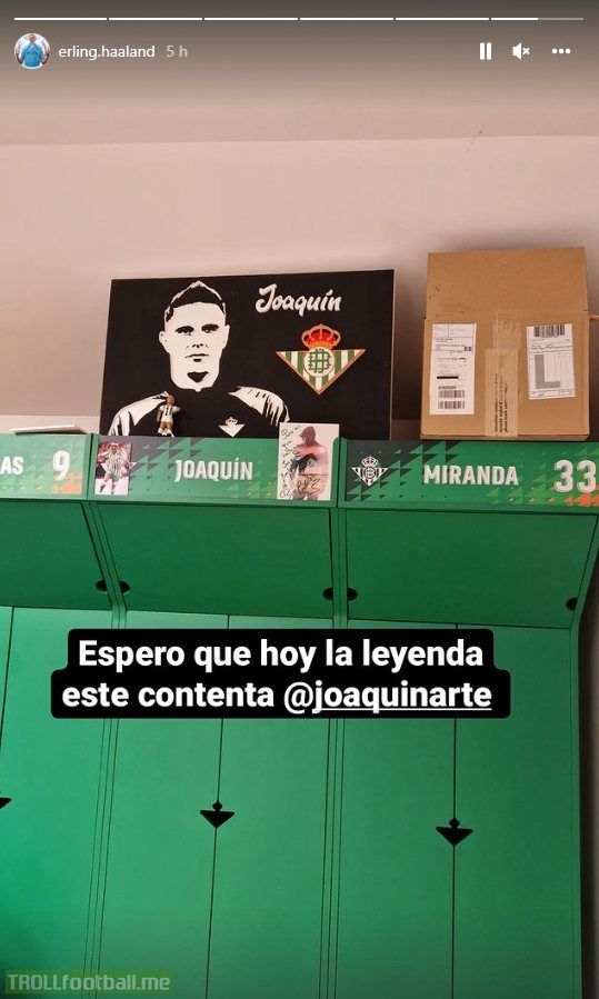 Erling Haaland to Joaquin on Instagram after beating Sevilla: "I hope the legend is happy today"