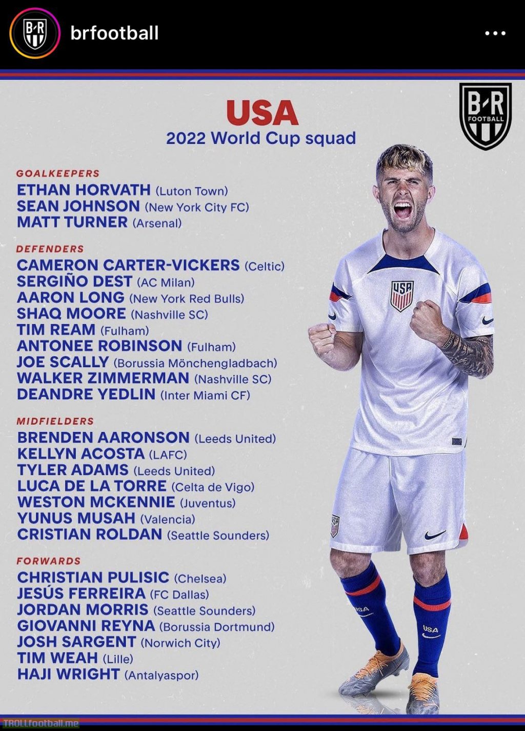 USA Official Squad for the World Cup