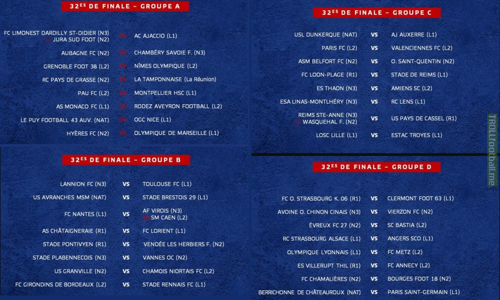 Coupe de France 1/32 draw