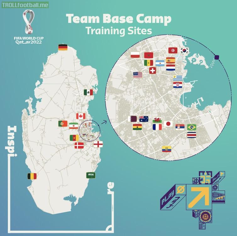 Each countries’ base camp in Qatar at the World Cup