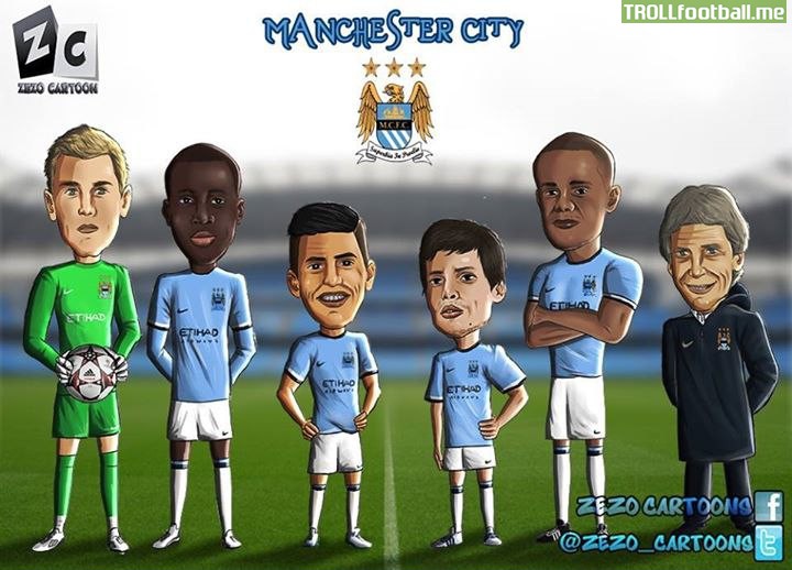 Cartoon portrait:Manchester City stars | Troll Football