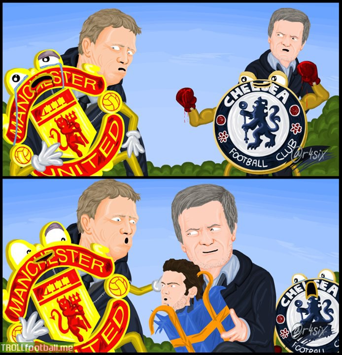 r4six Cartoon - Mourinho's gift to David Moyes and Man Utd